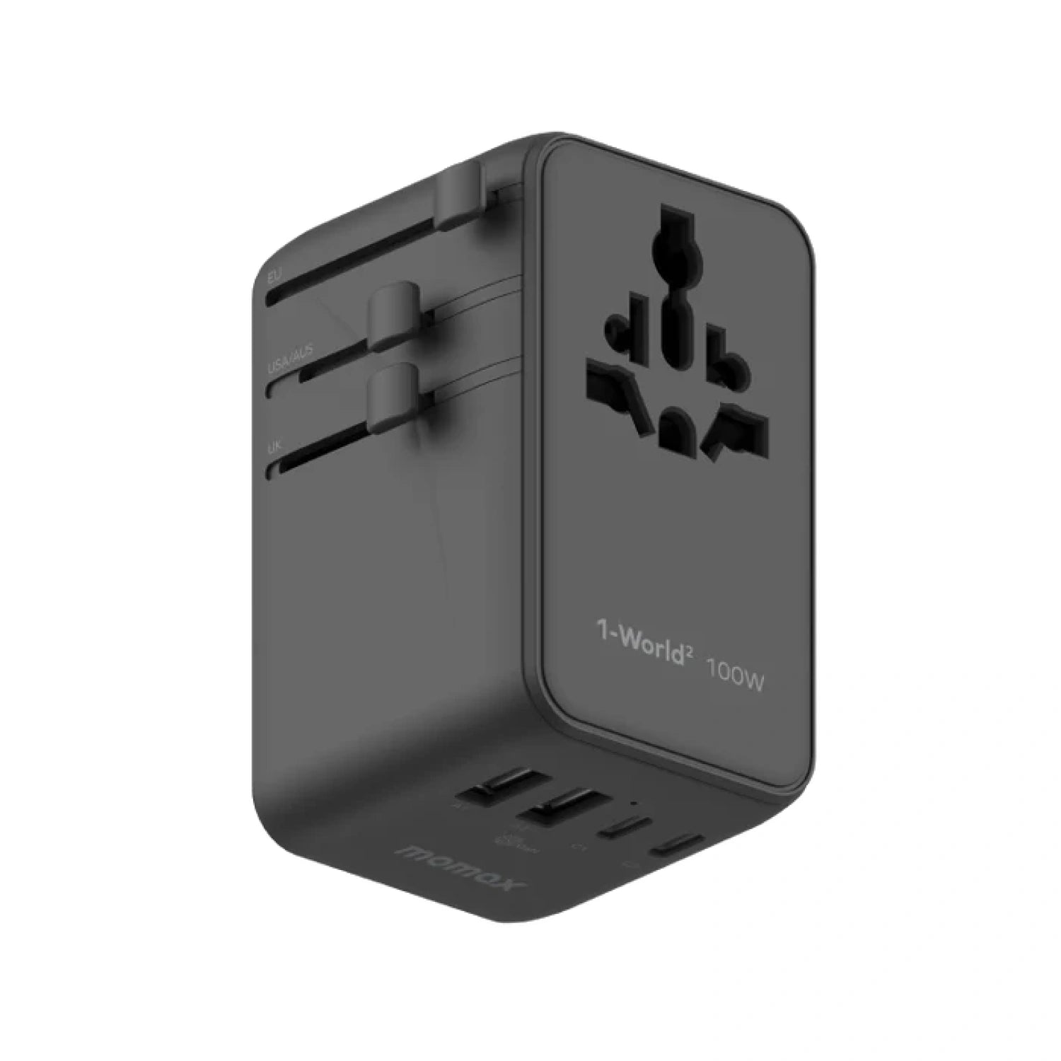 1-World² Universal 4-Port Travel GaN Charger 100W with Dual AC
