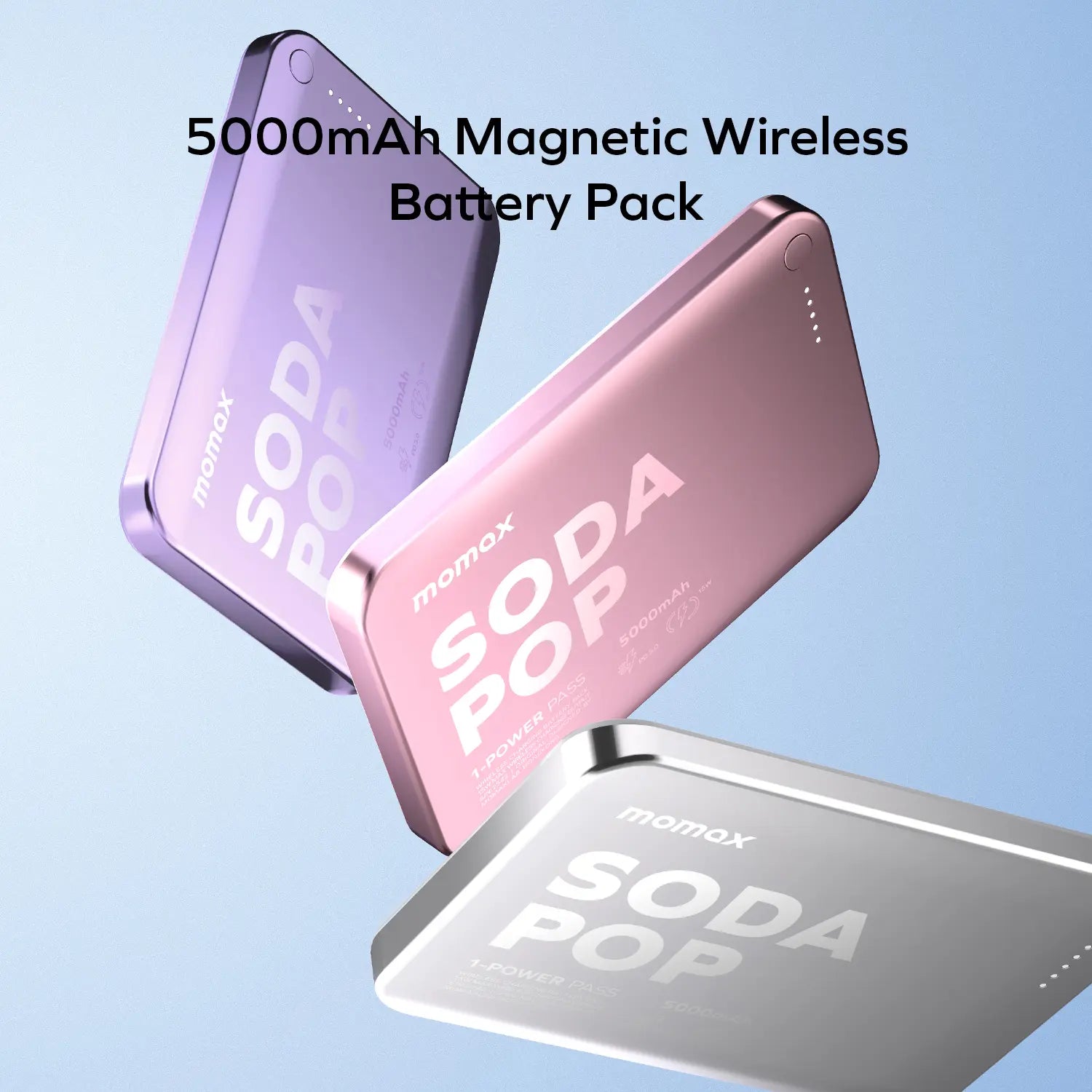 1-Power Pass 5000mAh Magnetic Wireless Charging Battery Pack