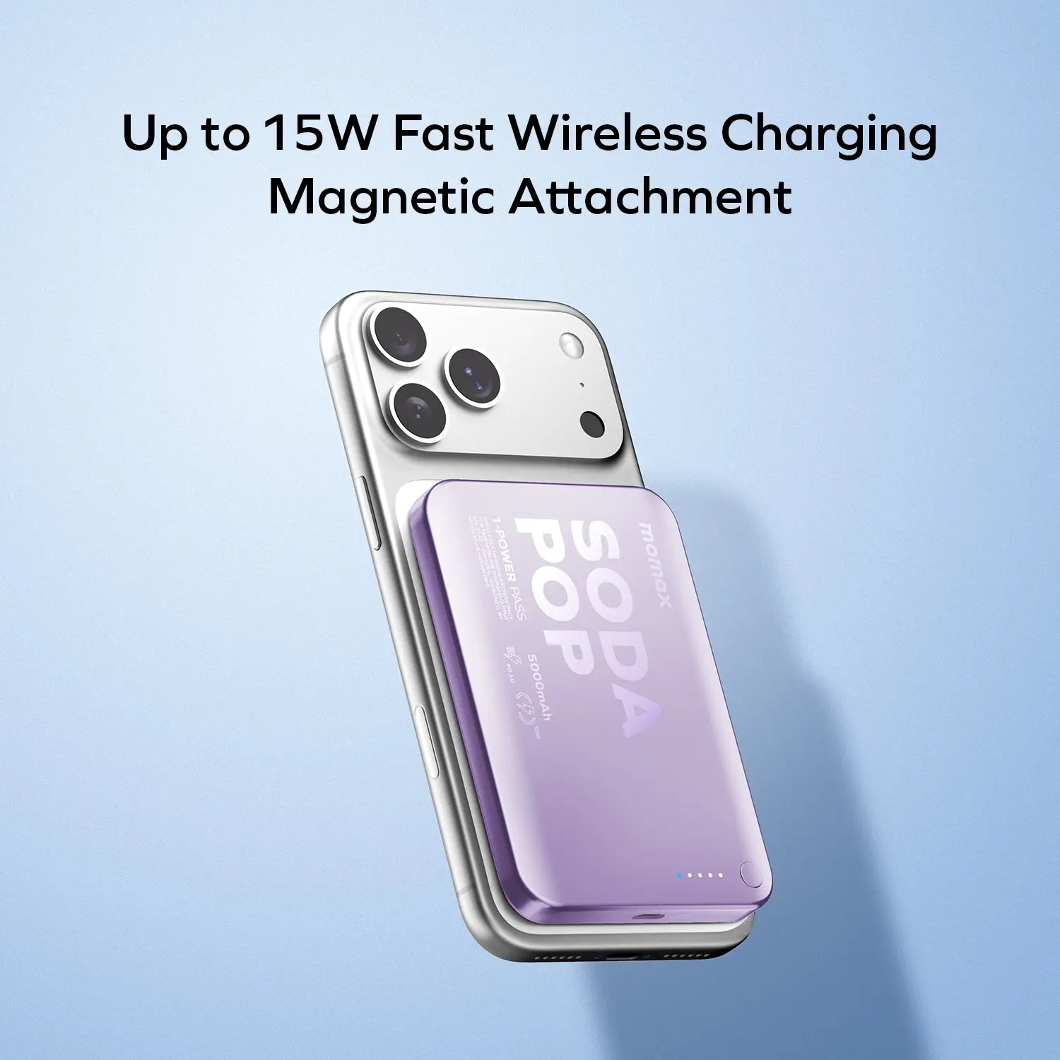 1-Power Pass 5000mAh Magnetic Wireless Charging Battery Pack