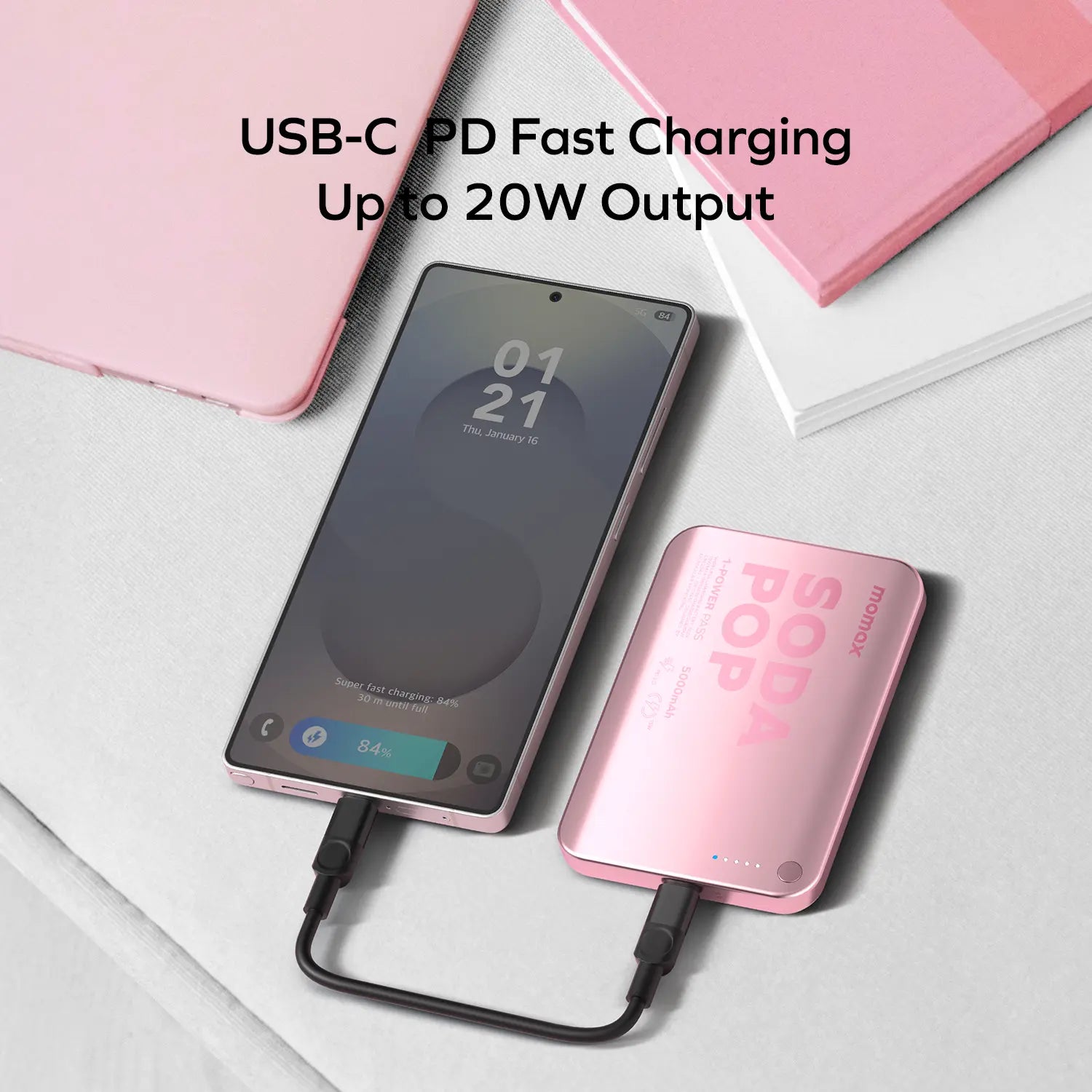 1-Power Pass 5000mAh Magnetic Wireless Charging Battery Pack