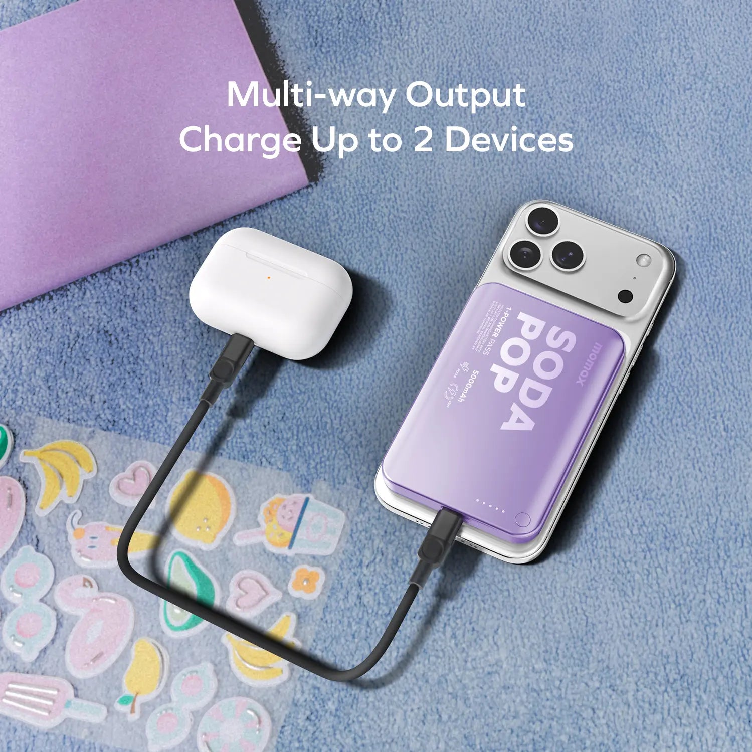 1-Power Pass 5000mAh Magnetic Wireless Charging Battery Pack