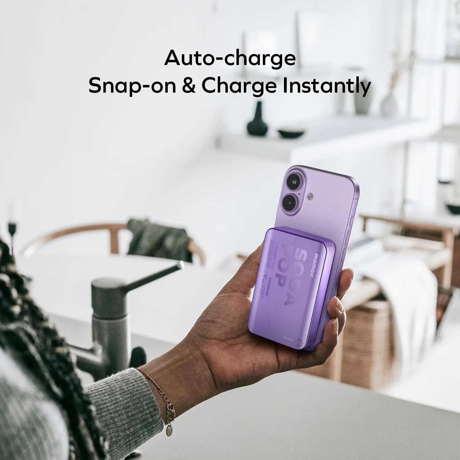 1-Power Pass 10000mAh Magnetic Wireless Battery Pack