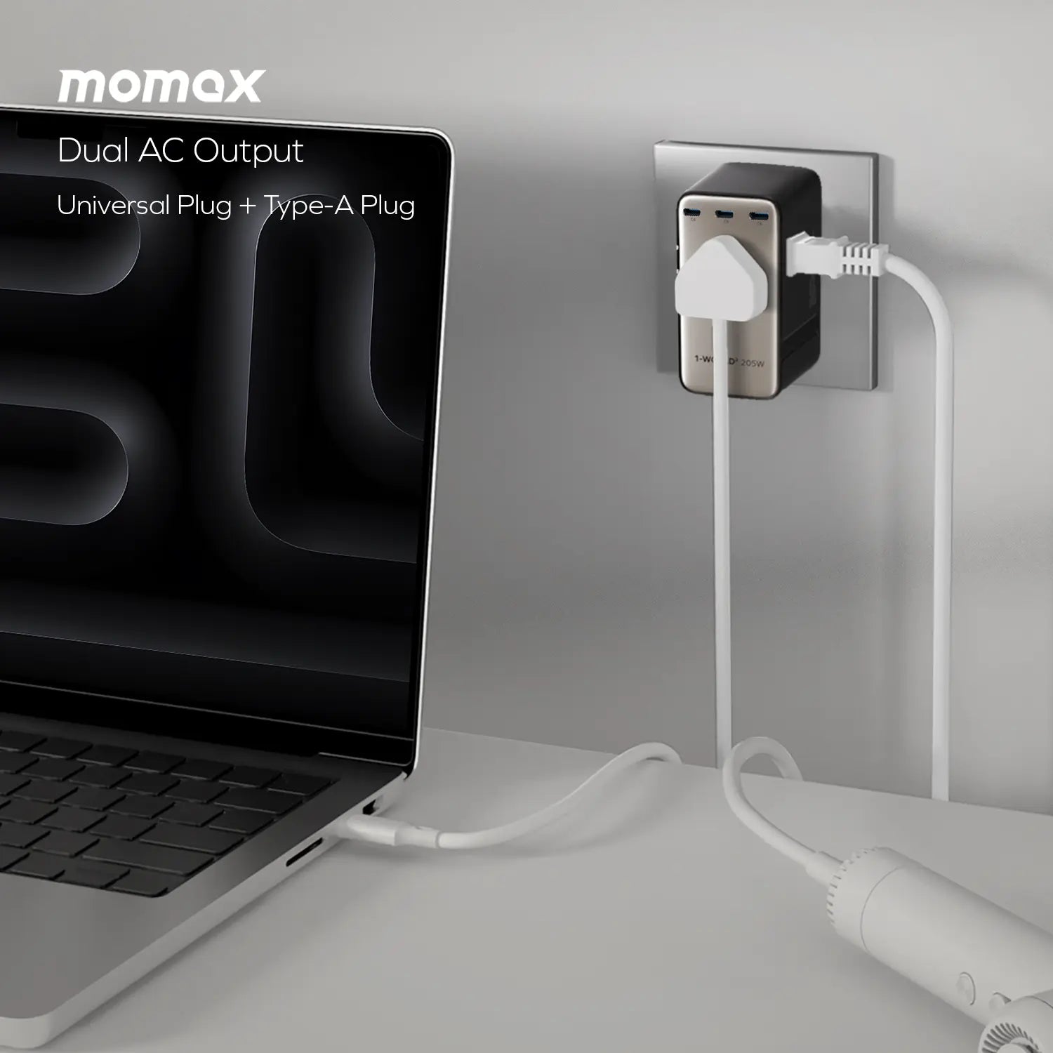 1-World²
205W 7-Port Dual AC Travel Adapter