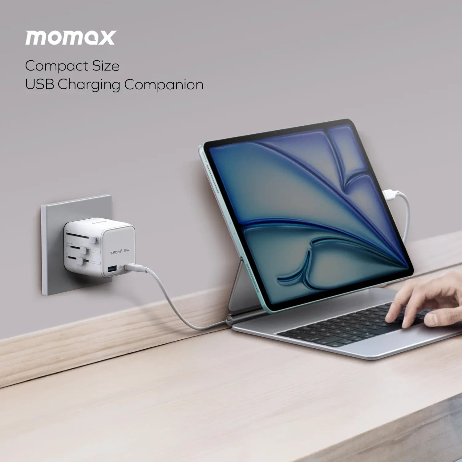 1-World²
2-Port USB-A and USB-C GaN Travel Charger 20W