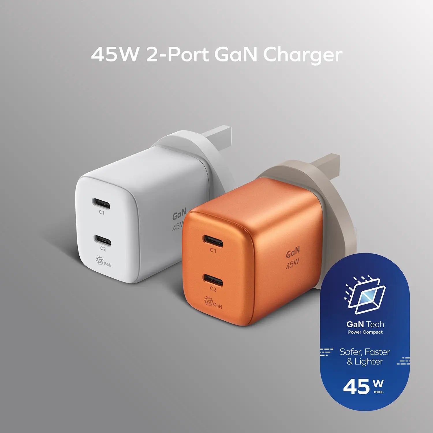 1-Charge 45W 2-Port GaN Charger