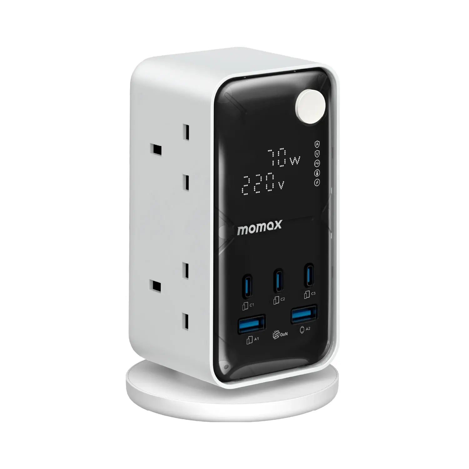 1-Charge Work Flow 6-Outlet Digital Display Power Tower with USB (70W)