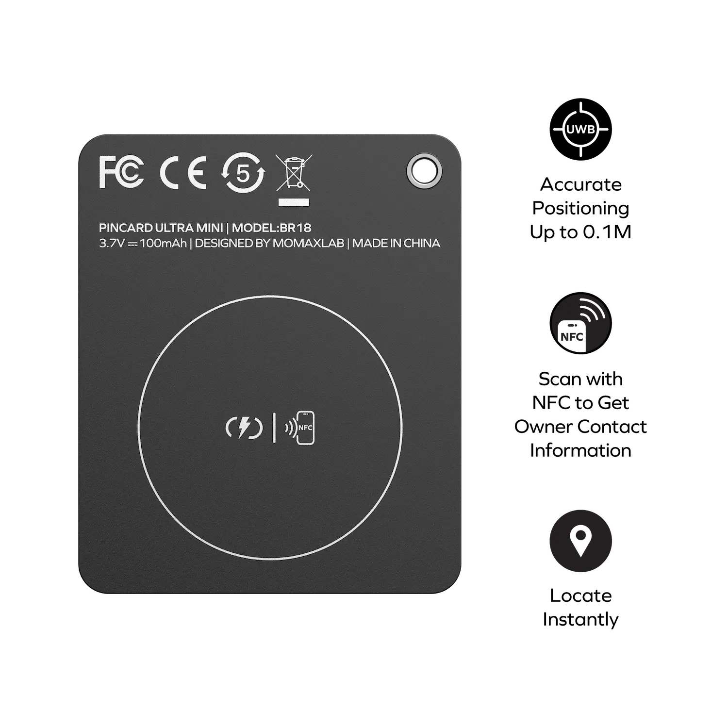 PinCard Ultra Mini Rechargeable Find My Mini Locator with UWB